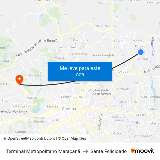 Terminal Metropolitano Maracanã to Santa Felicidade map