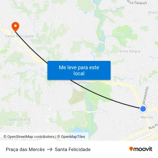 Praça das Mercês to Santa Felicidade map