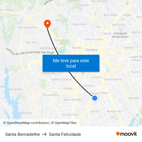 Santa Bernadethe to Santa Felicidade map