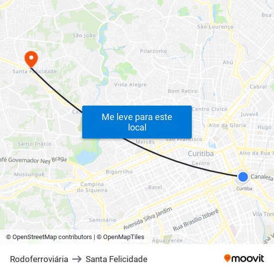 Rodoferroviária to Santa Felicidade map