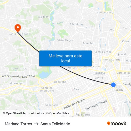 Mariano Torres to Santa Felicidade map