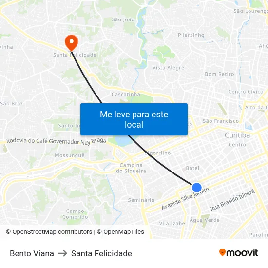 Bento Viana to Santa Felicidade map