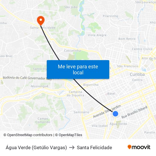 Água Verde (Getúlio Vargas) to Santa Felicidade map