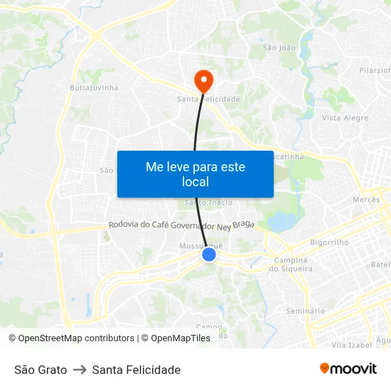 São Grato to Santa Felicidade map
