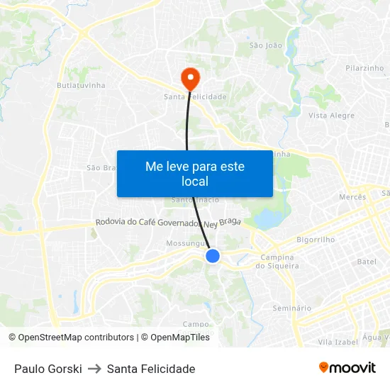 Paulo Gorski to Santa Felicidade map