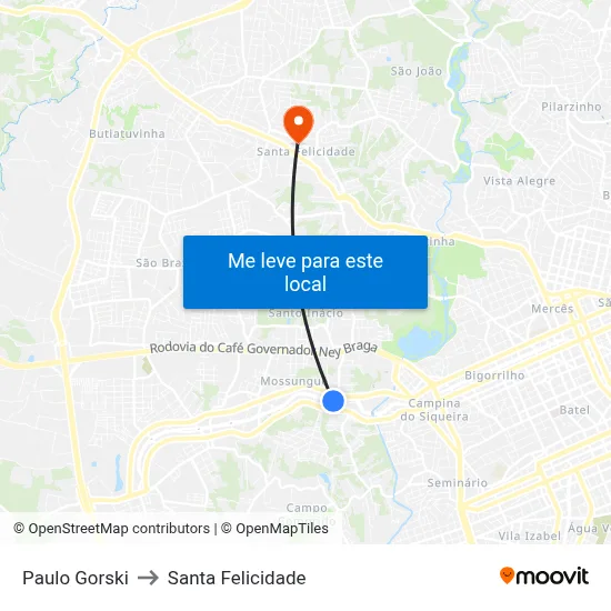 Paulo Gorski to Santa Felicidade map