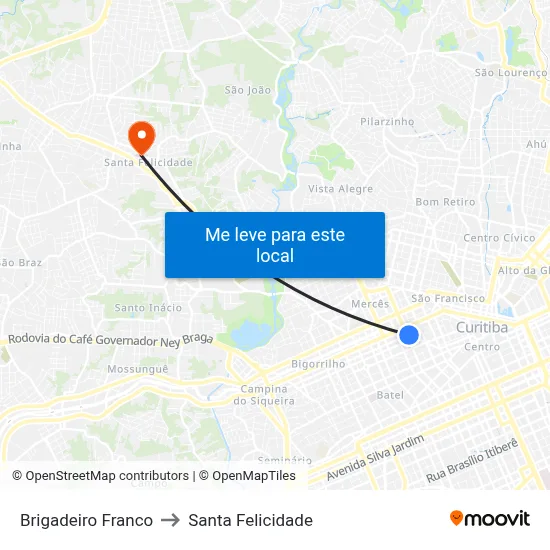 Brigadeiro Franco to Santa Felicidade map