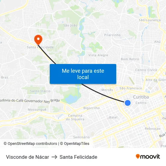Visconde de Nácar to Santa Felicidade map