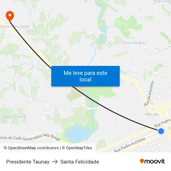 Presidente Taunay to Santa Felicidade map