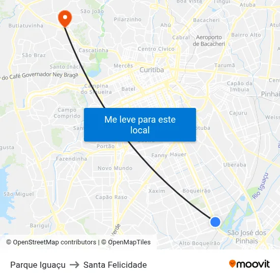 Parque Iguaçu to Santa Felicidade map