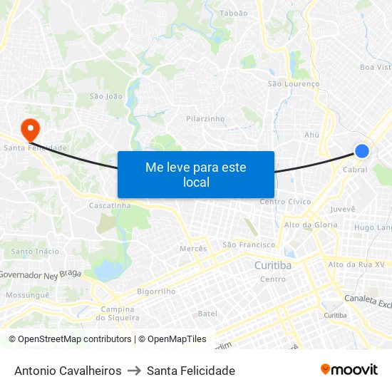 Antonio Cavalheiros to Santa Felicidade map