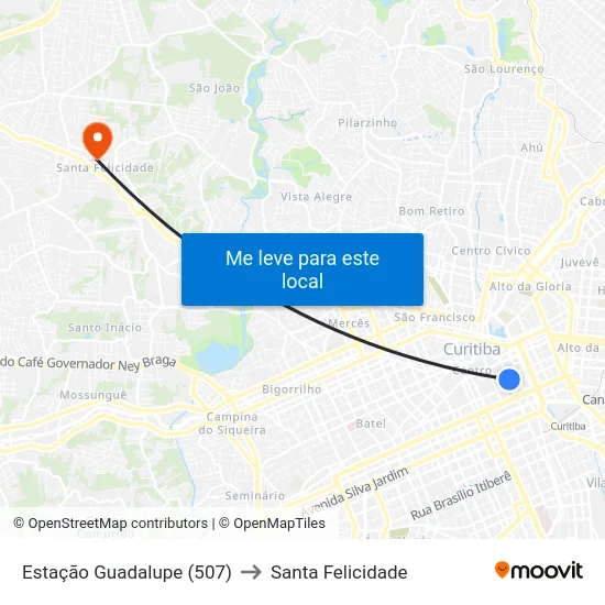 Estação Guadalupe (507) to Santa Felicidade map