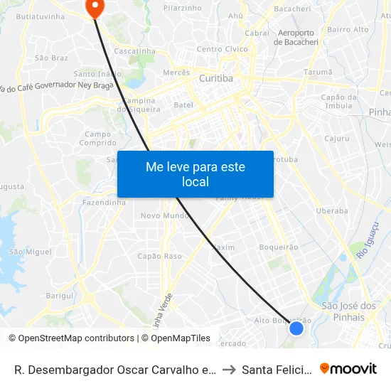 R. Desembargador Oscar Carvalho e Silva, 210 to Santa Felicidade map