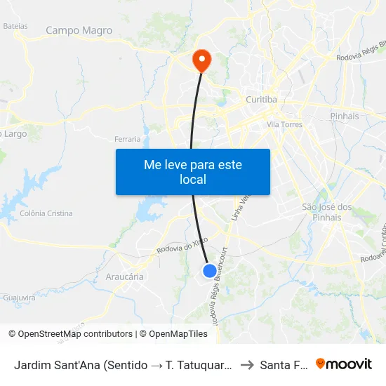 Jardim Sant'Ana (Sentido → T. Tatuquara) Rua Melânia Zeni Visinoni, 529 to Santa Felicidade map