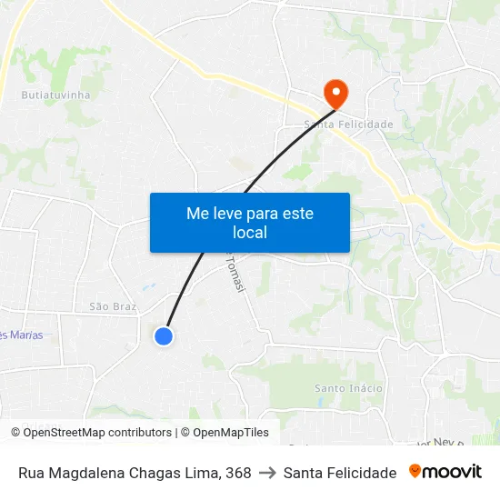 Rua Magdalena Chagas Lima, 368 to Santa Felicidade map