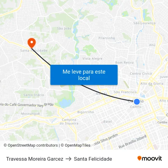 Travessa Moreira Garcez (275) to Santa Felicidade map