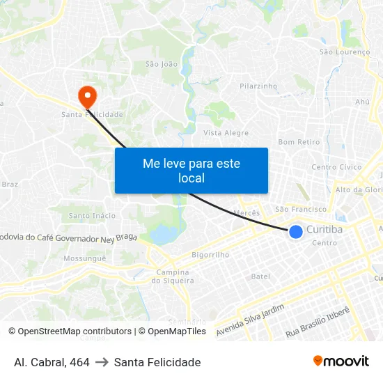 Al. Cabral, 464 to Santa Felicidade map