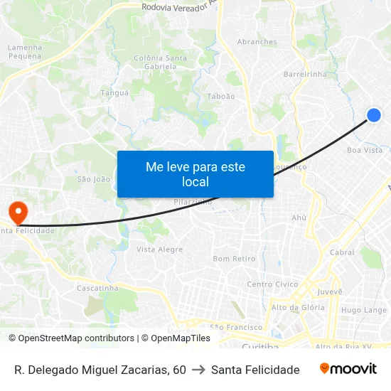 R. Delegado Miguel Zacarias, 60 to Santa Felicidade map