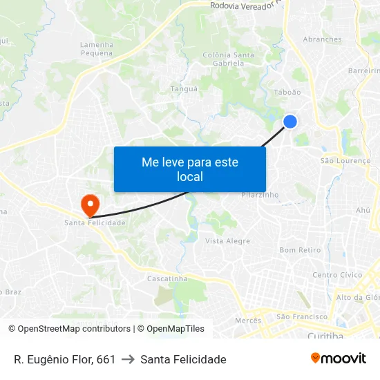 R. Eugênio Flor, 661 to Santa Felicidade map