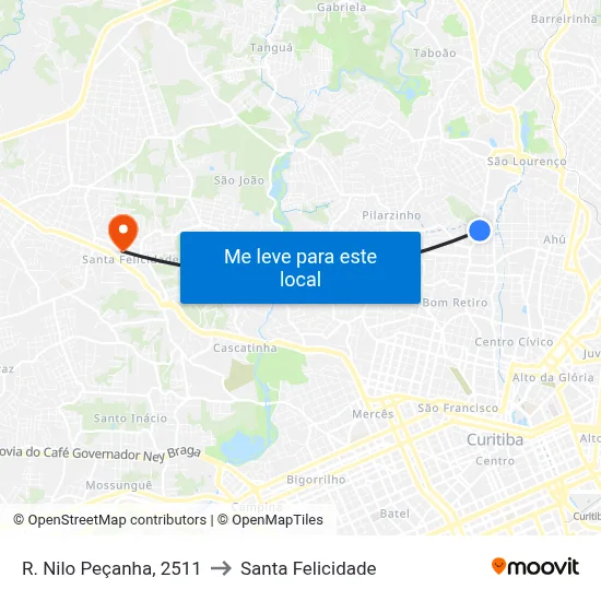 R. Nilo Peçanha, 2511 to Santa Felicidade map