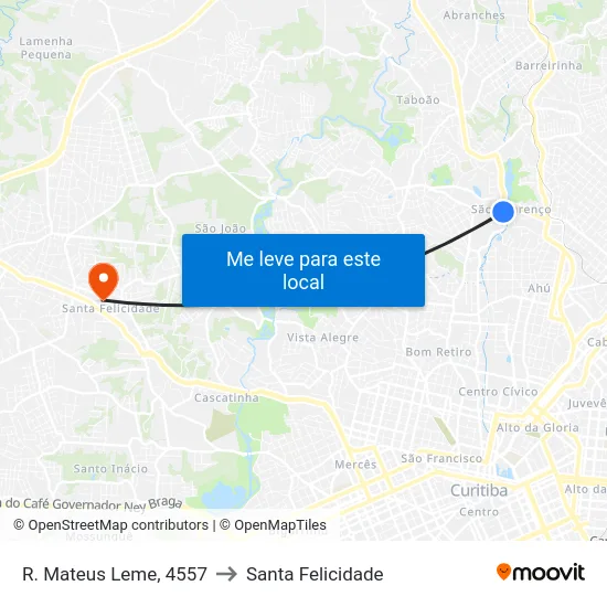 R. Mateus Leme, 4557 to Santa Felicidade map