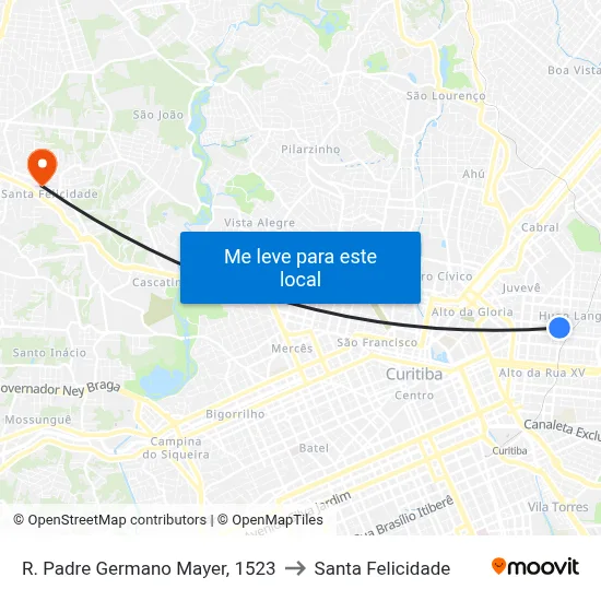 R. Padre Germano Mayer, 1523 to Santa Felicidade map