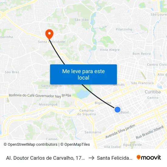 Al. Doutor Carlos de Carvalho, 1731 to Santa Felicidade map
