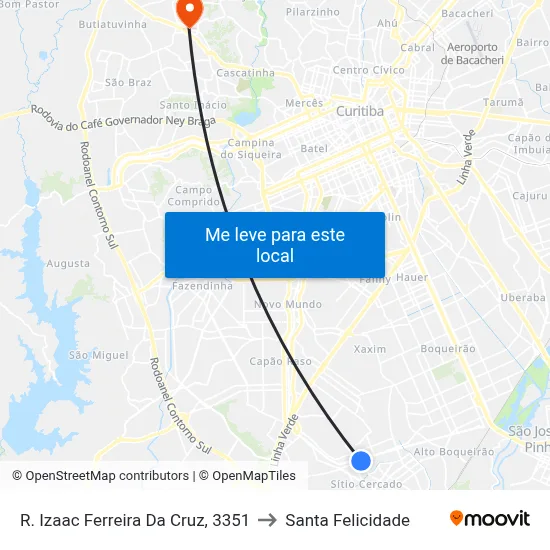 R. Izaac Ferreira Da Cruz, 3351 to Santa Felicidade map