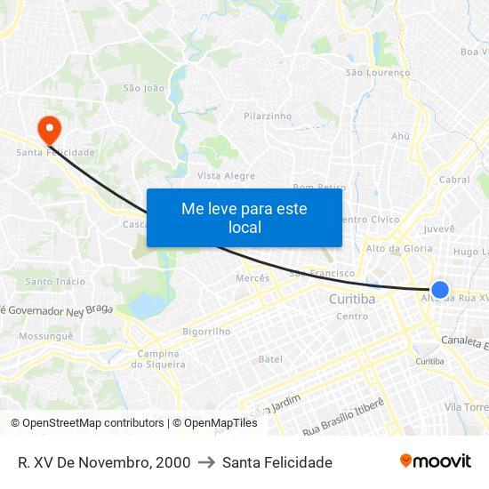 R. XV De Novembro, 2000 to Santa Felicidade map