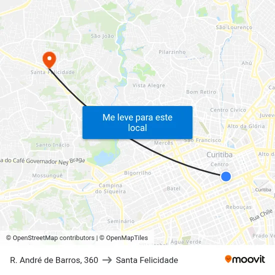 R. André de Barros, 360 to Santa Felicidade map