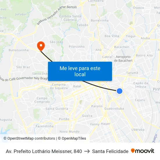 Av. Prefeito Lothário Meissner, 840 to Santa Felicidade map