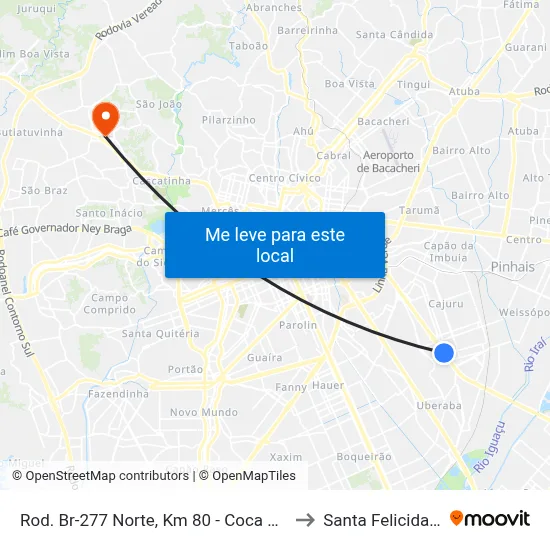 Rod. Br-277 Norte, Km 80 - Coca Cola to Santa Felicidade map