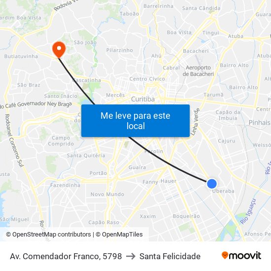 Av. Comendador Franco, 5798 to Santa Felicidade map