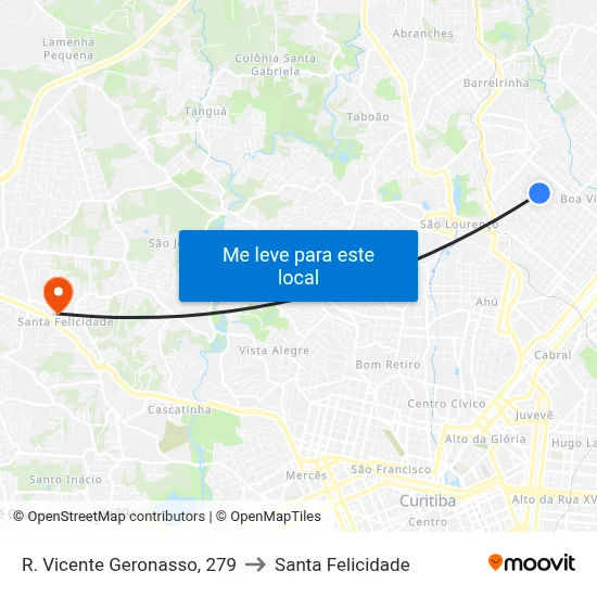 R. Vicente Geronasso, 279 to Santa Felicidade map