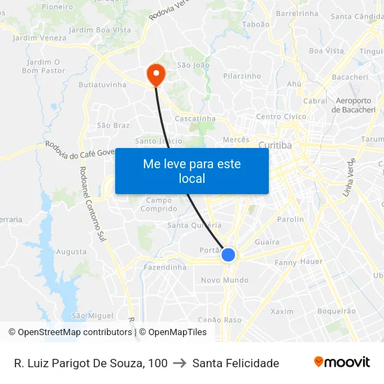 R. Luiz Parigot De Souza, 100 to Santa Felicidade map