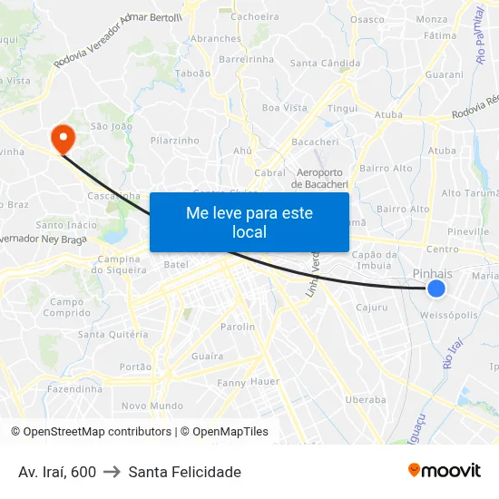 Av. Iraí, 600 to Santa Felicidade map