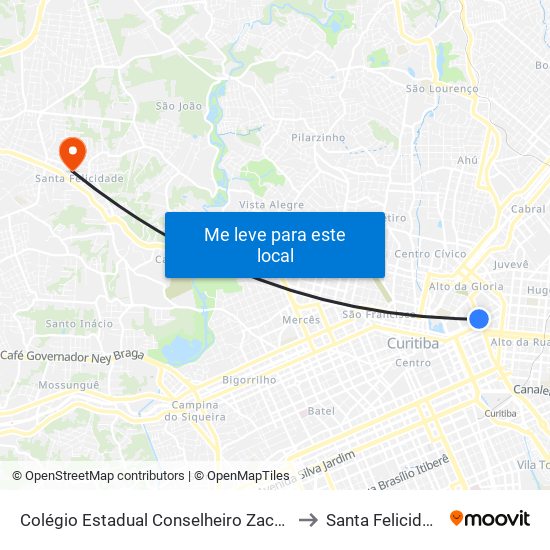 Colégio Estadual Conselheiro Zacarias to Santa Felicidade map