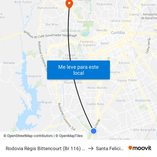 Rodovia Régis Bittencourt (Br 116)  - Ibratec to Santa Felicidade map