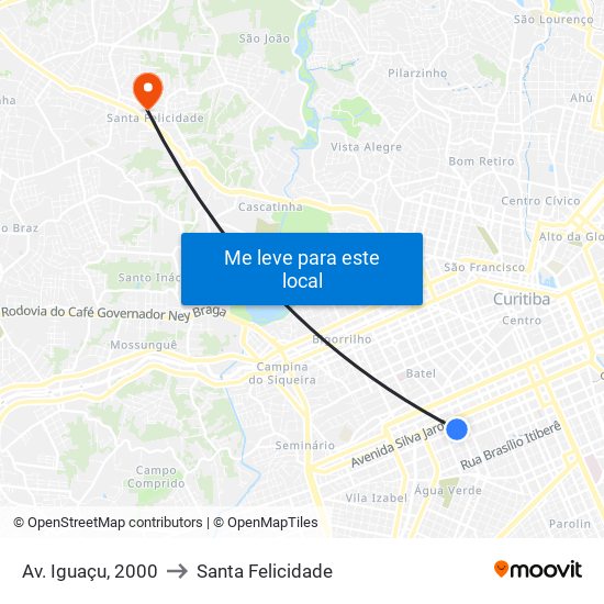Av. Iguaçu, 2000 to Santa Felicidade map