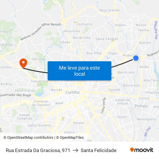 Rua Estrada Da Graciosa, 971 to Santa Felicidade map
