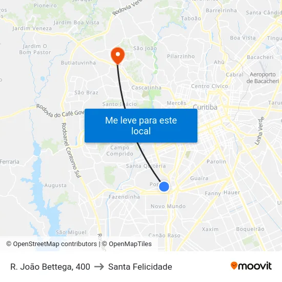 R. João Bettega, 400 to Santa Felicidade map