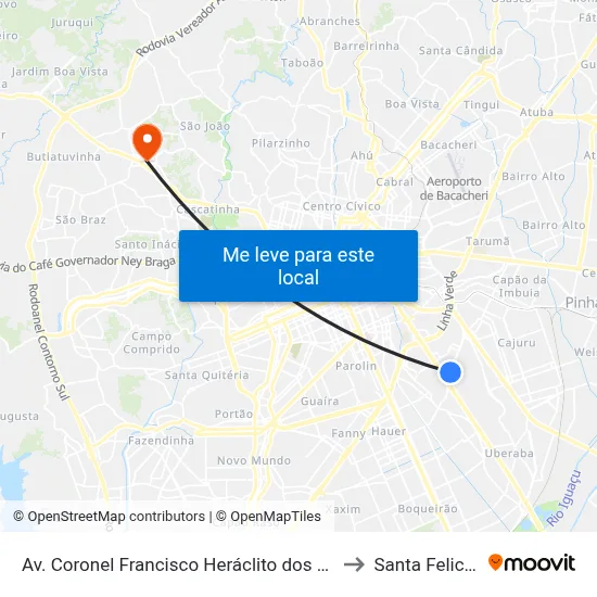 Av. Coronel Francisco Heráclito dos Santos, 1422 to Santa Felicidade map