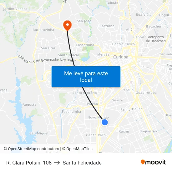 R. Clara Polsin, 108 to Santa Felicidade map