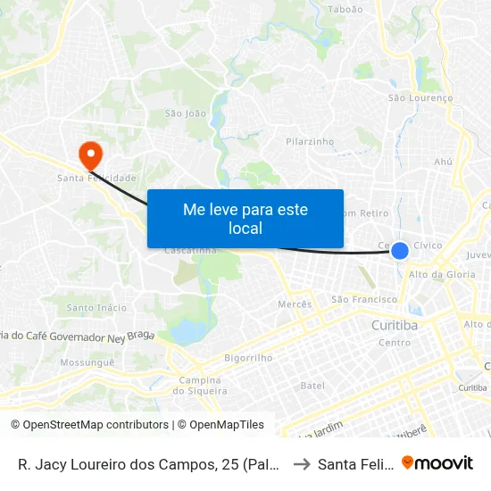 R. Jacy Loureiro dos Campos, 25 (Palácio das Araucárias) to Santa Felicidade map