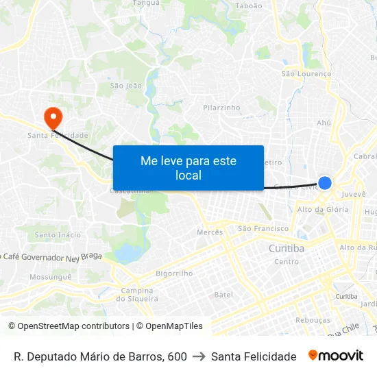 R. Deputado Mário de Barros, 600 to Santa Felicidade map