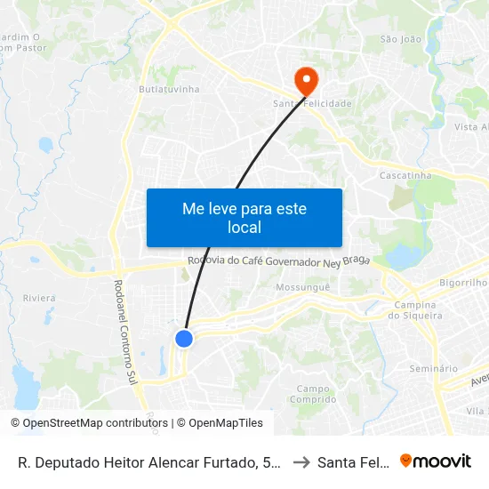 R. Deputado Heitor Alencar Furtado, 5000 (UTFPR Ecoville) to Santa Felicidade map