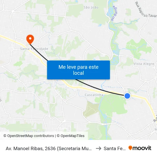 Av. Manoel Ribas, 2636 (Secretaria Municipal do Meio Ambiente) to Santa Felicidade map