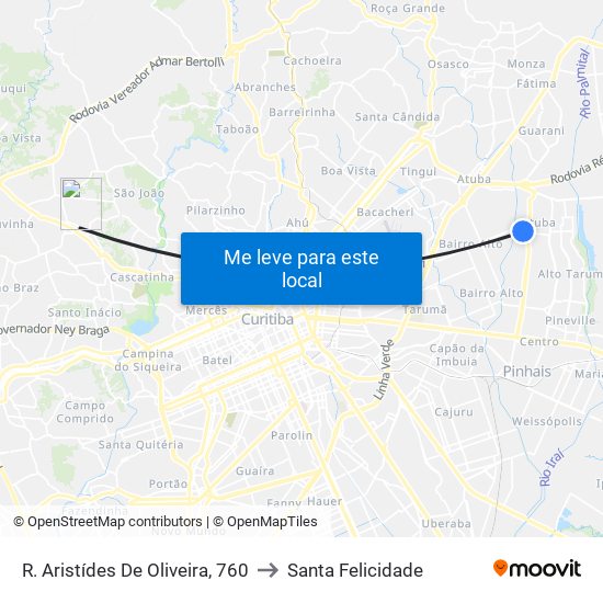 R. Aristídes De Oliveira, 760 to Santa Felicidade map