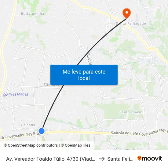 Av. Vereador Toaldo Túlio, 4730 (Viaduto Toaldo Túlio) to Santa Felicidade map