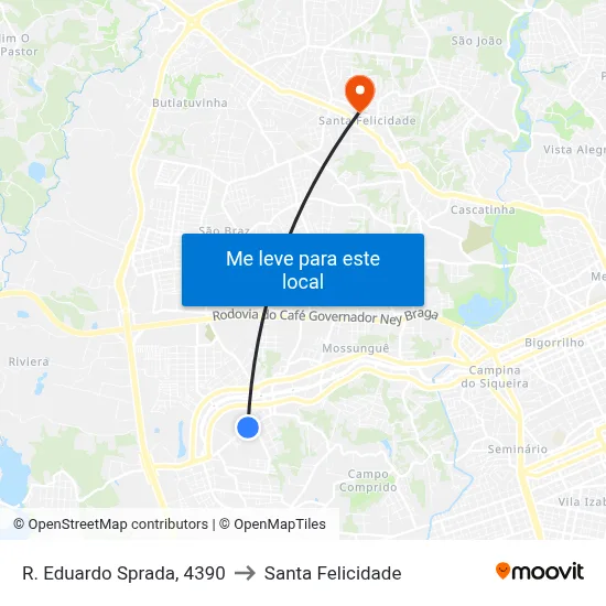 R. Eduardo Sprada, 4390 to Santa Felicidade map